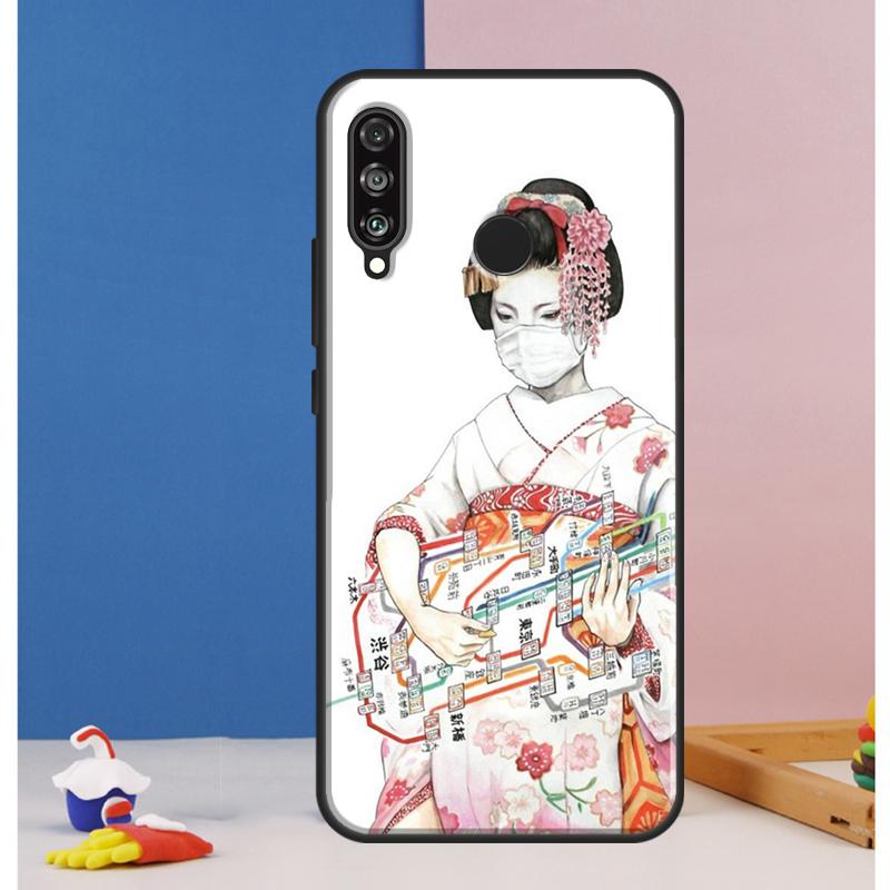 

Японский чехол Гейша для Huawei Nova Y70 Y60 Y90 Y61 Y91 Y72 Y73 12s 12i 11i 8i 9 10 SE P30 P40 Lite P60 Pro Huawei Nova 8i