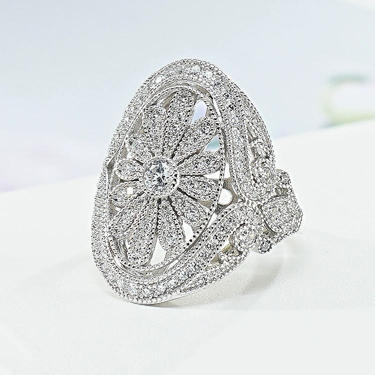 BELLA BOX Retro Daisy Hollow Ball Edge Adjustable Ring Suitable for Women's Daily Party Fashion Jewelry