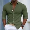 Men S Casual Solid Color Long Sleeve Button Down Collar Shirt