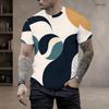 Mens Plus Size T Shirt Round Neck Short Sleeve Abstract Geometric Printed Black White Gray Pullover Straight Hem