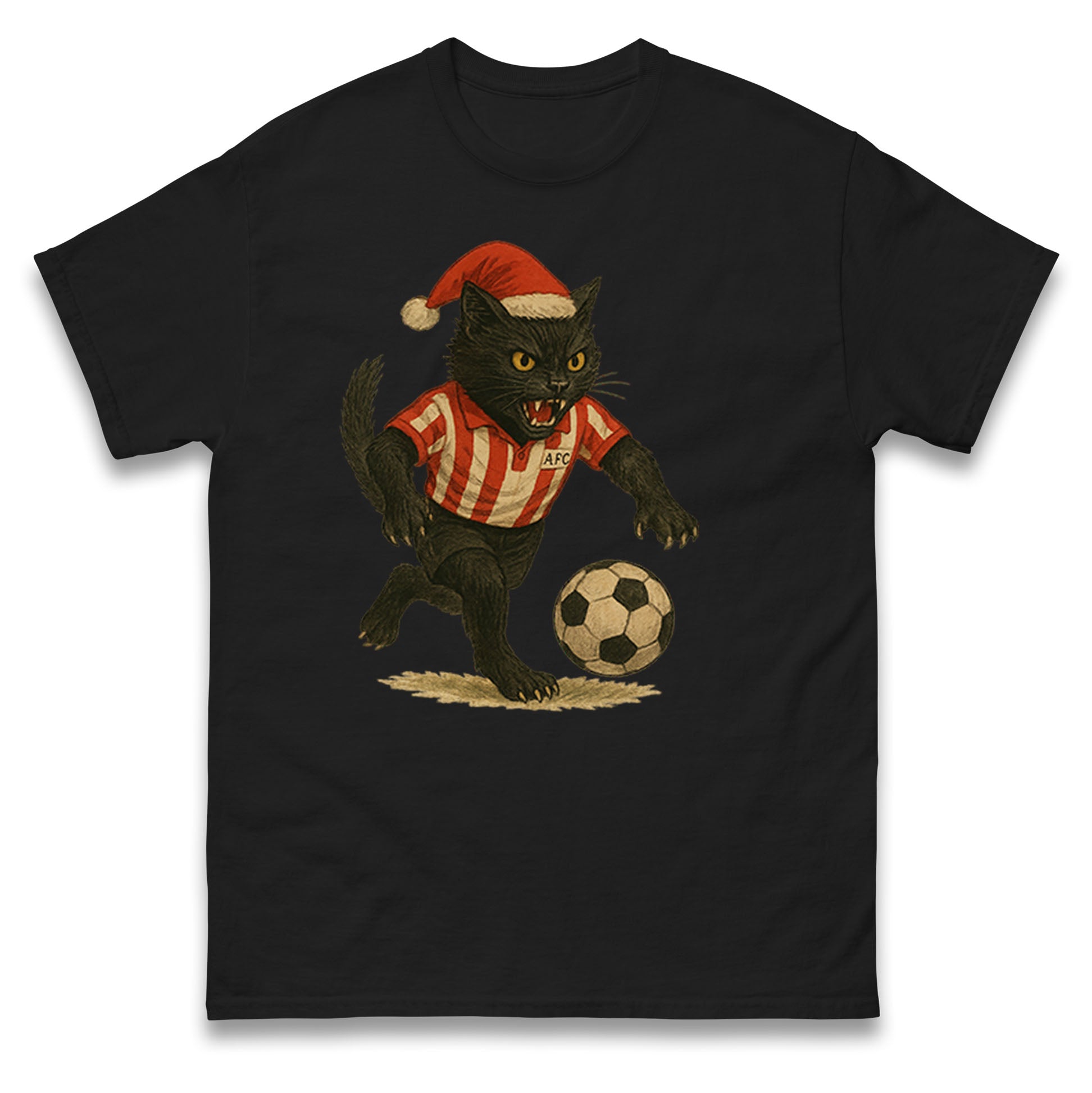 Sunderland Black Cat Football Christmas T Shirt Tshirt Mens Womens Unisex Tops Tees 2XL