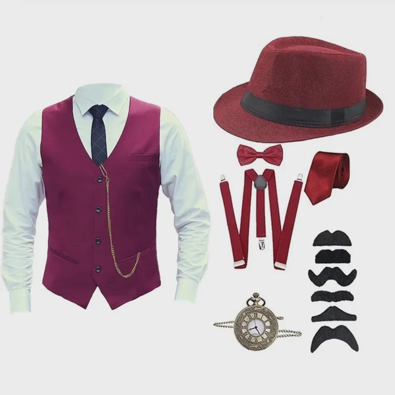 Large Men's Retro 1920s Gatsby Suit Vest for Costume or Formal Events