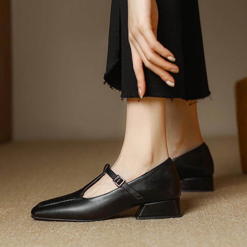 

Новые модные туфли-лодочки на низком каблуке, женские, резиновая подошва, квадратный носок, большой размер, однотонные, мягкая подошва, низкий верх, с открытым верхом, маленькие кожаные туфли 39 чёрный