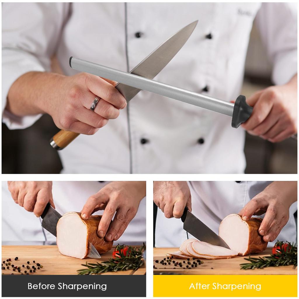 17Inch 600 Kitchen Grit Diamond Knife Sharpener Sharpening Steel Rod Stone