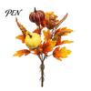 Artificial Fall Bouquet with Fabric Pumpkins Maple Leaves Wheat Berries, Fake Flowers And Autumn Home Decor for Thanksgiving Centerpieces, Seasonal