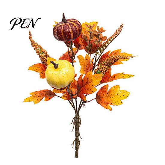 Artificial Fall Bouquet with Fabric Pumpkins Maple Leaves Wheat Berries, Fake Flowers And Autumn Home Decor for Thanksgiving Centerpieces, Seasonal