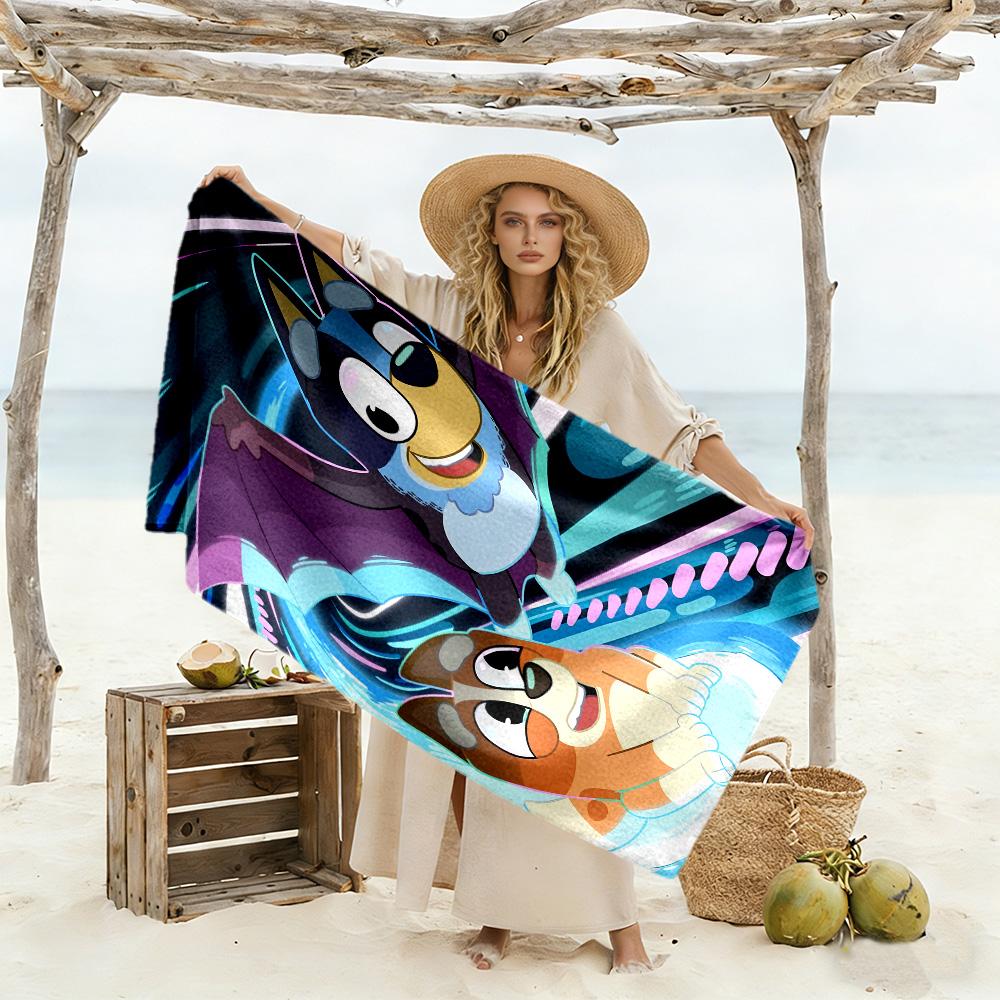 Bluey Bingo Adventure Durable Beach Towel Foldable erfect for Travel Beach Swimming Fashion Lovers Birthday/Christmas Gift