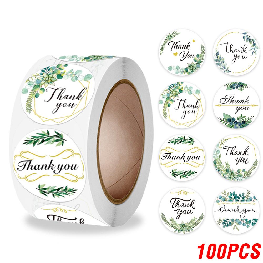 100-500pcs Thank You Round Sticker Scrapbook Envelope Seal Sticker Gift Flower Decoration Stationery Label Stickers