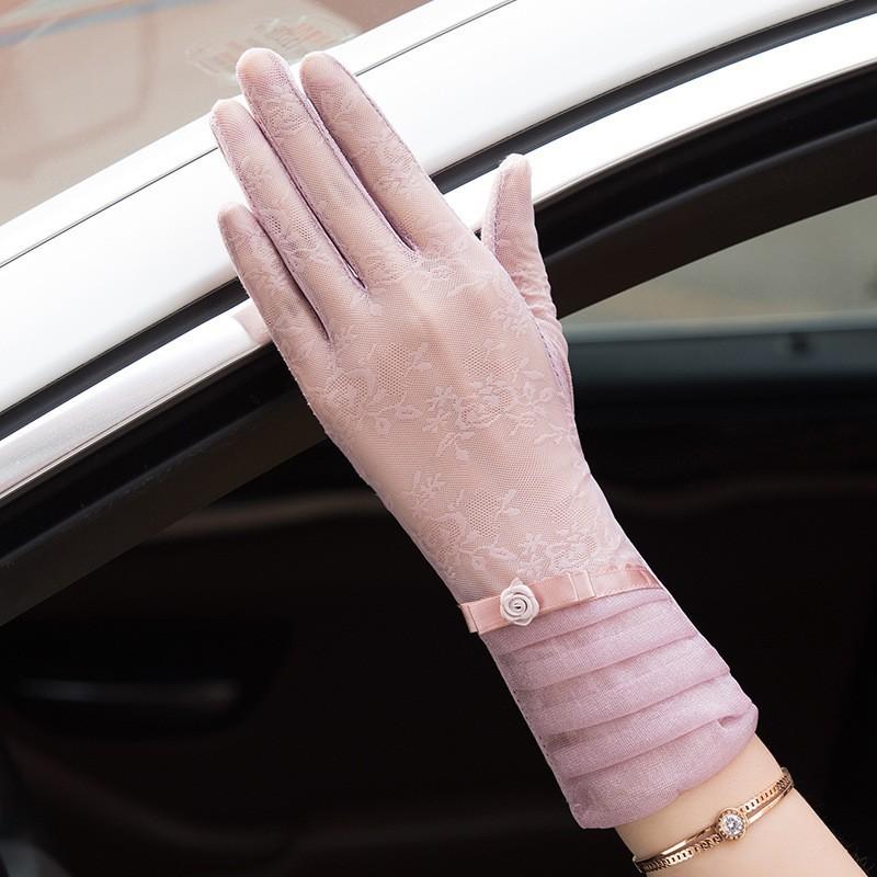 Spring and Summer Sun Protection Gloves Lace Light and Breathable Touch Screen Gloves for Women Driving Breathable Outdoor Sunshade Cycling Gloves