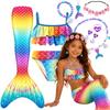 Traje de baño de cola de sirena disfraz de sirena set de joyas de sirena 146 152 CM (150)