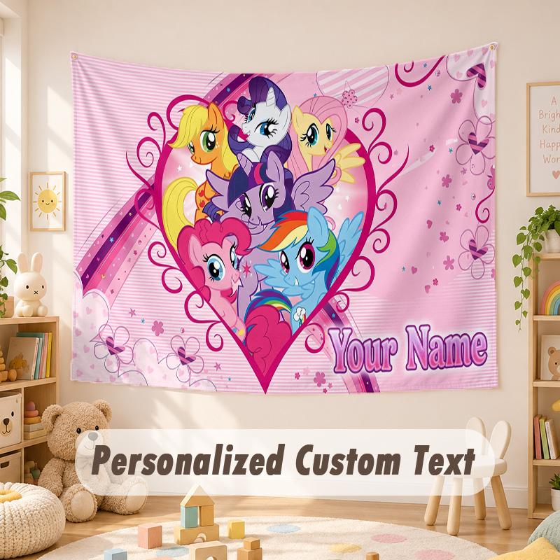 Custom Name Text Tapestry,My Little Pony Boho Wall Hanging, Decorative Backdrop Tapestry For Room