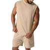 Men's Summer Sleeveless Sports Set: Casual Solid Color Tank Top & Shorts