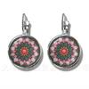 Classic Indian Henna Yoga Earrings Om Symbol Buddhism Zen Colorful Mandala Flower Silver Plated Stud Earrings For Women