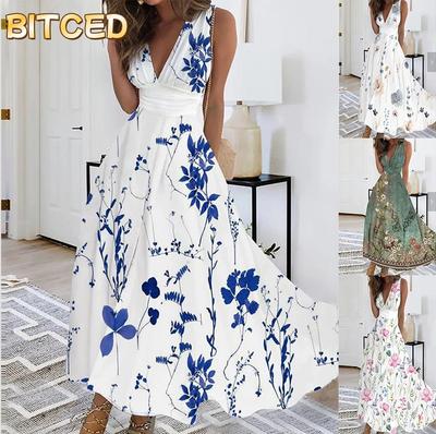 Women's Fashion Summer Spring Sleeveless V-Neck Casual Dresses