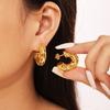 C-shaped Hollow Earrings Fashionable Personalized Design Wind Copper Material Plated 18k Real Gold Light Luxury Earrings