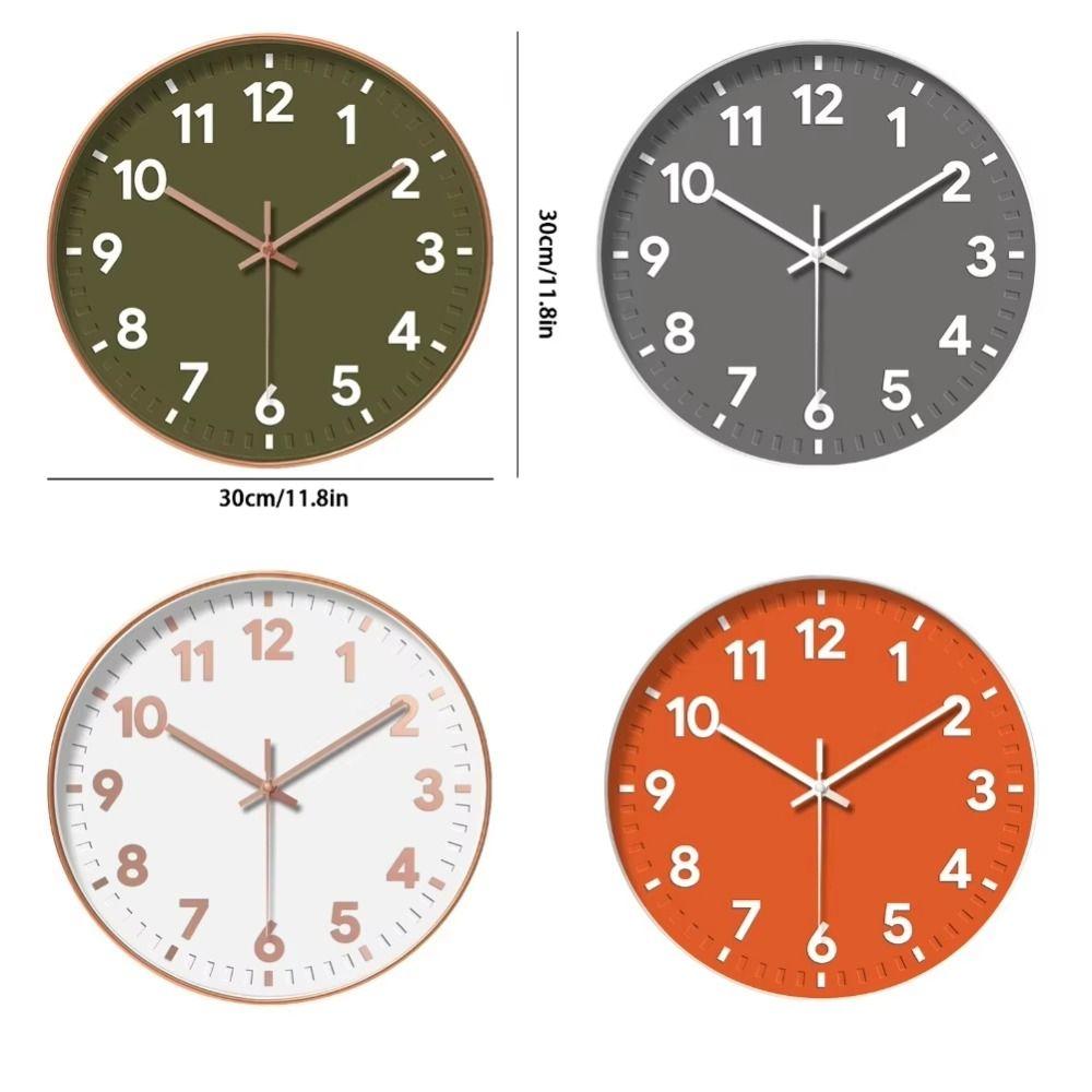 Silent Quartz Wall Clock Round Mute Clock Living Room Decoration Digital Clock  Cafe