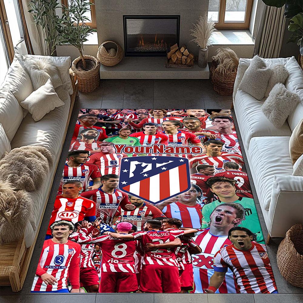 Atletico Madrid Personalized Text Floor Rug Office Rug Suitable for Study room Outdoor Game Room Dining Room Antislip Carpet Decorate Offices