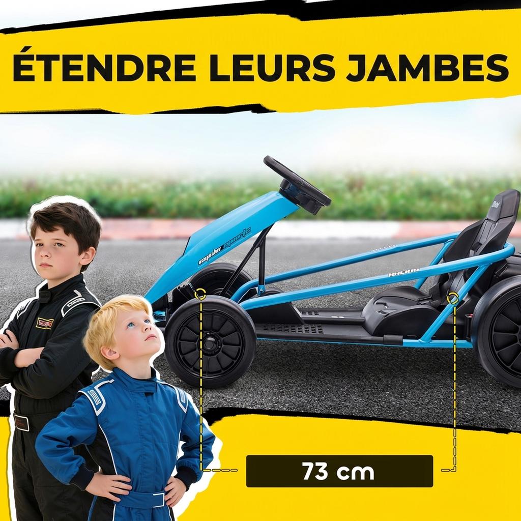 Electric Go-Kart for Kids, 24V, Drift Mode, Ages 8-12, Blue