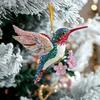 2D Acrylic Hummingbird Christmas Ornaments Glitter Rhinestones Floral Hummingbird Ornaments Tree 2D Acrylic Keepsake Gifts