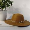 Women's Suede Wide-brimmed Fedora Hat, Western Cowboy Style, Paired with a Shell-decorated Jazz Hat, Equestrian Party Hat.
