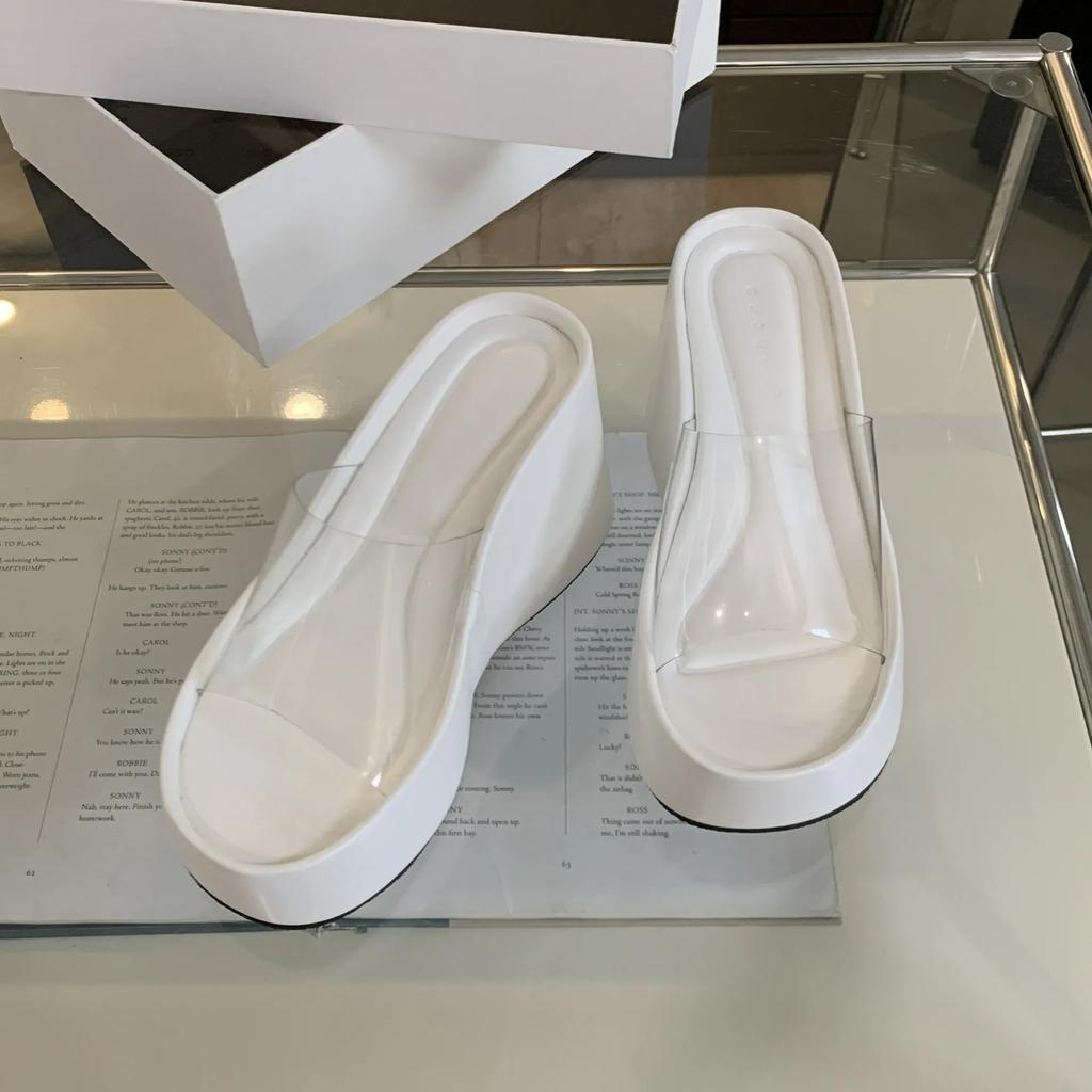 Comemore Summer Chunky Woman Slippers PVC Transparent Platform Wedges Slides Ladies Casual Outdoor Beach Sandals Shoes