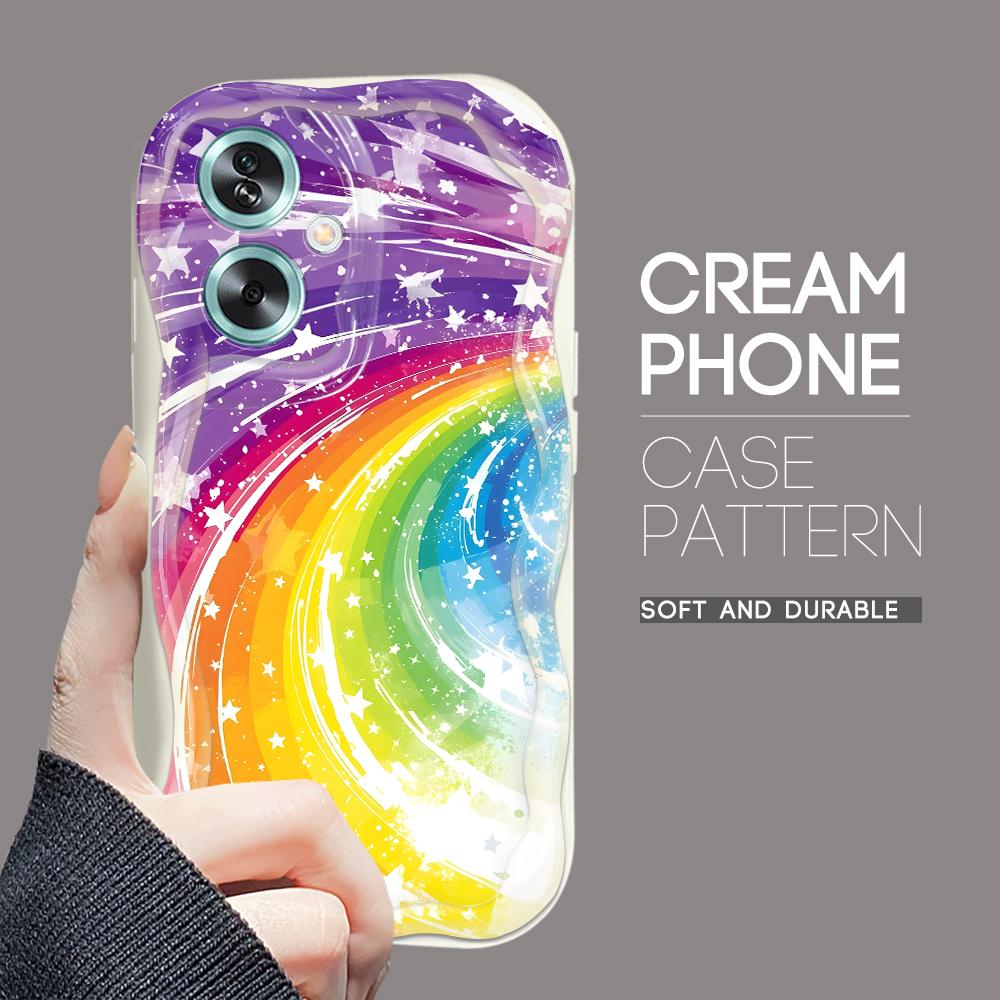 

Милый мультяшный узор, кремовая текстура, мягкий силиконовый чехол с волнистыми краями, чехол для телефона для OPPO Reno Realme Realme 12X 5G белый