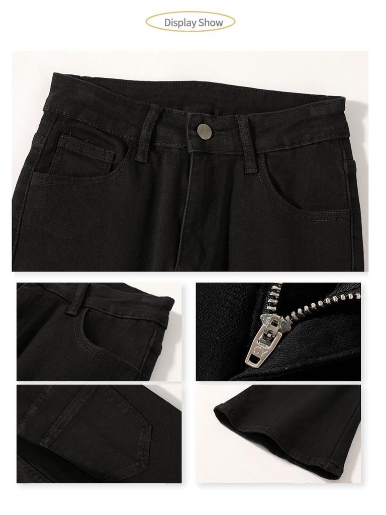 Women's Black High-Waisted Micro-Flared Jeans, 2025 Spring/Autumn Collection