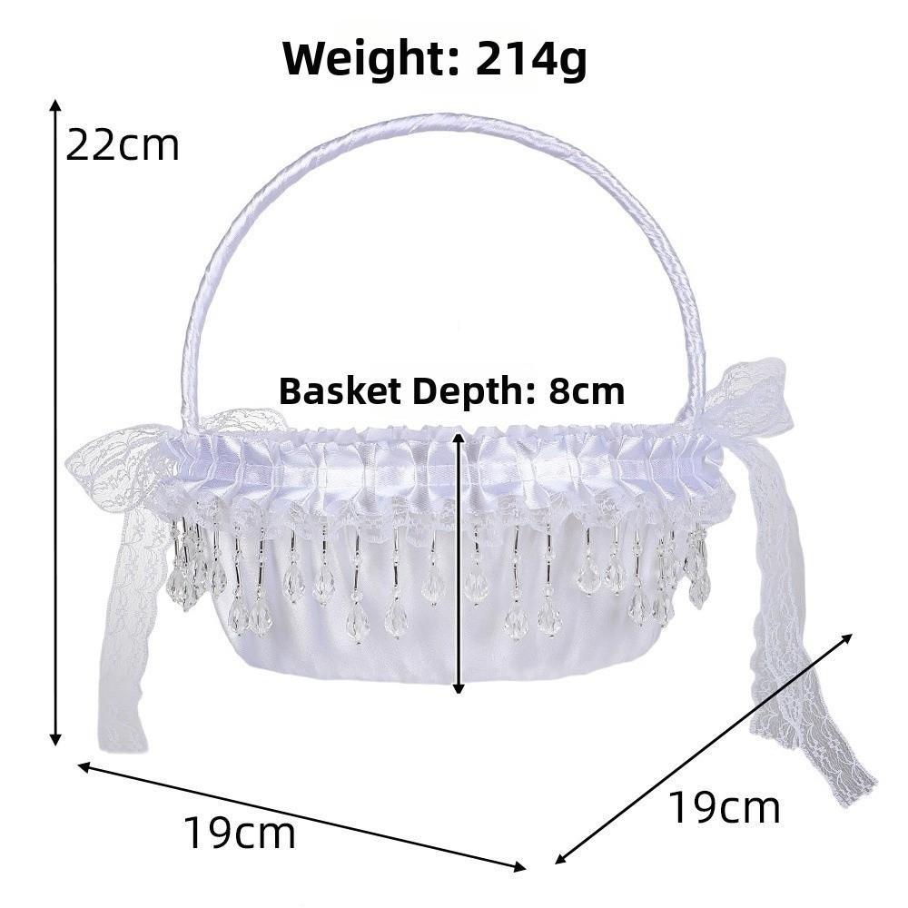 Handheld Flower Girl Basket White Wedding Decoration Basket Lace Flower Basket  Party Home Decor