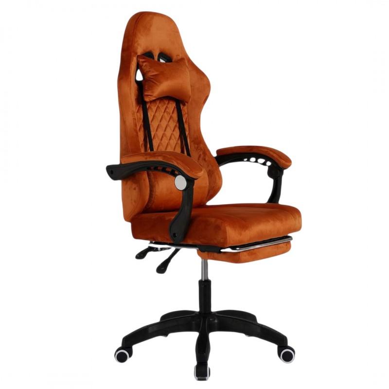 Swivel Armchair With Footrest And Massager Velour Comfortable For Player Xl