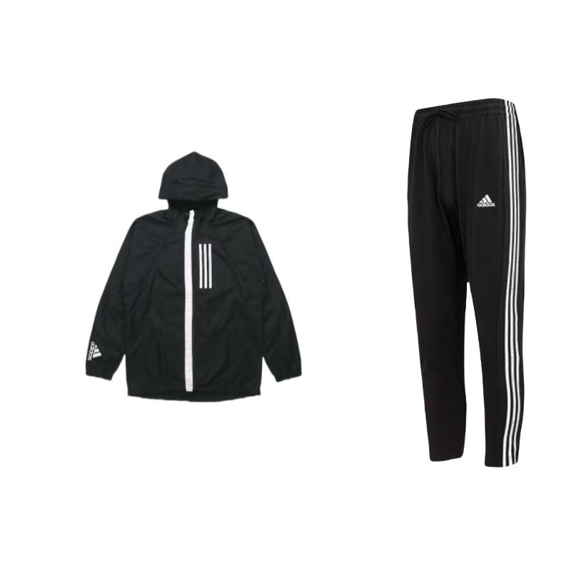 

Adidas Training Zip Long Sleeve Tapered Knit Pants Casual Sports Suit Men suit Black IC0044+EK4624 M