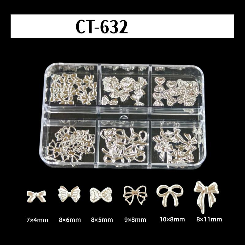 6Grids 3D Metal Stars Bowknot Butterfly Nail Art Charms Gold/Silver Starlight Rivets Nails Decorations Manicure Sequins Accessor