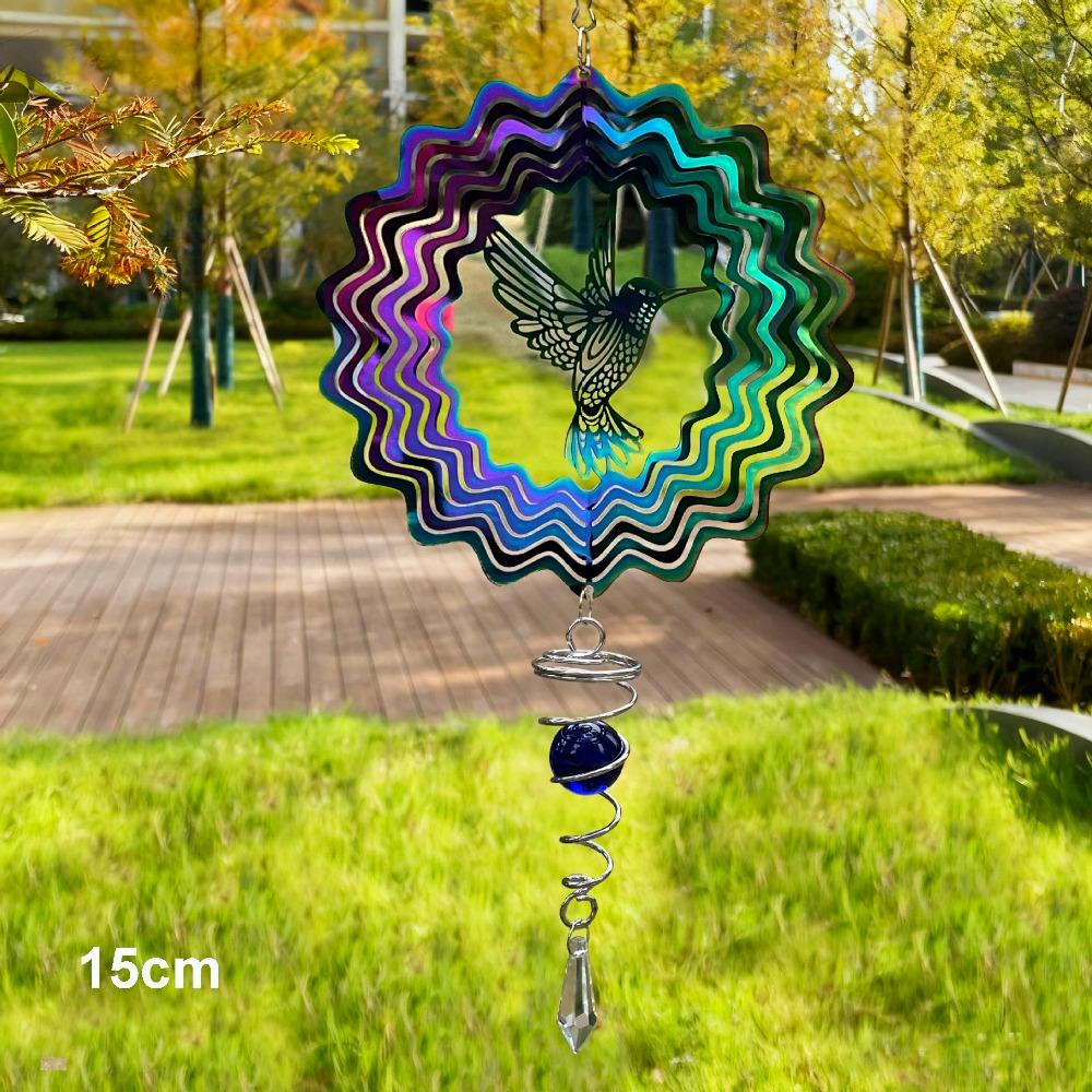 3D Flowing Wind Spinner 10/15cm Stainless Catcher Hanging Decor 10 Styles Yard Garden Mirror Rainbow