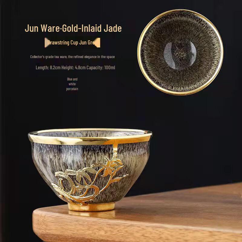 Jun Porcelain Kiln Glaze Ceramic Kung Fu Master Tea Cup Orchid-shaped Mouth