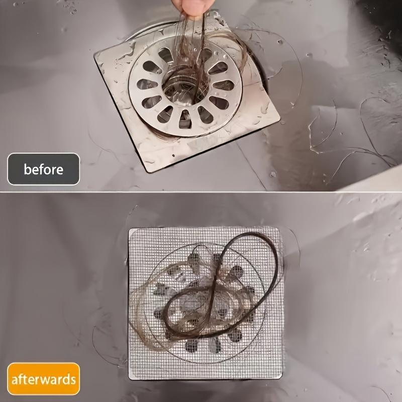 1/5/10/20PCS Disposable Shower Drain Hair Catchers - Adhesive Microfiber Mesh Drain Protectors with Grid Design, Clog-Preventing Sink & Bathtub