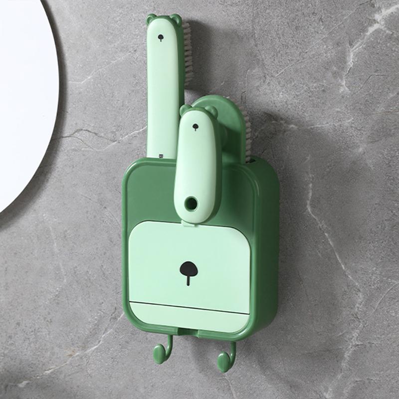 

Мыльница без перфоратора настенная дренажная полка для мыла ванная комната присоска для хранения стаканов простая установка зелёный