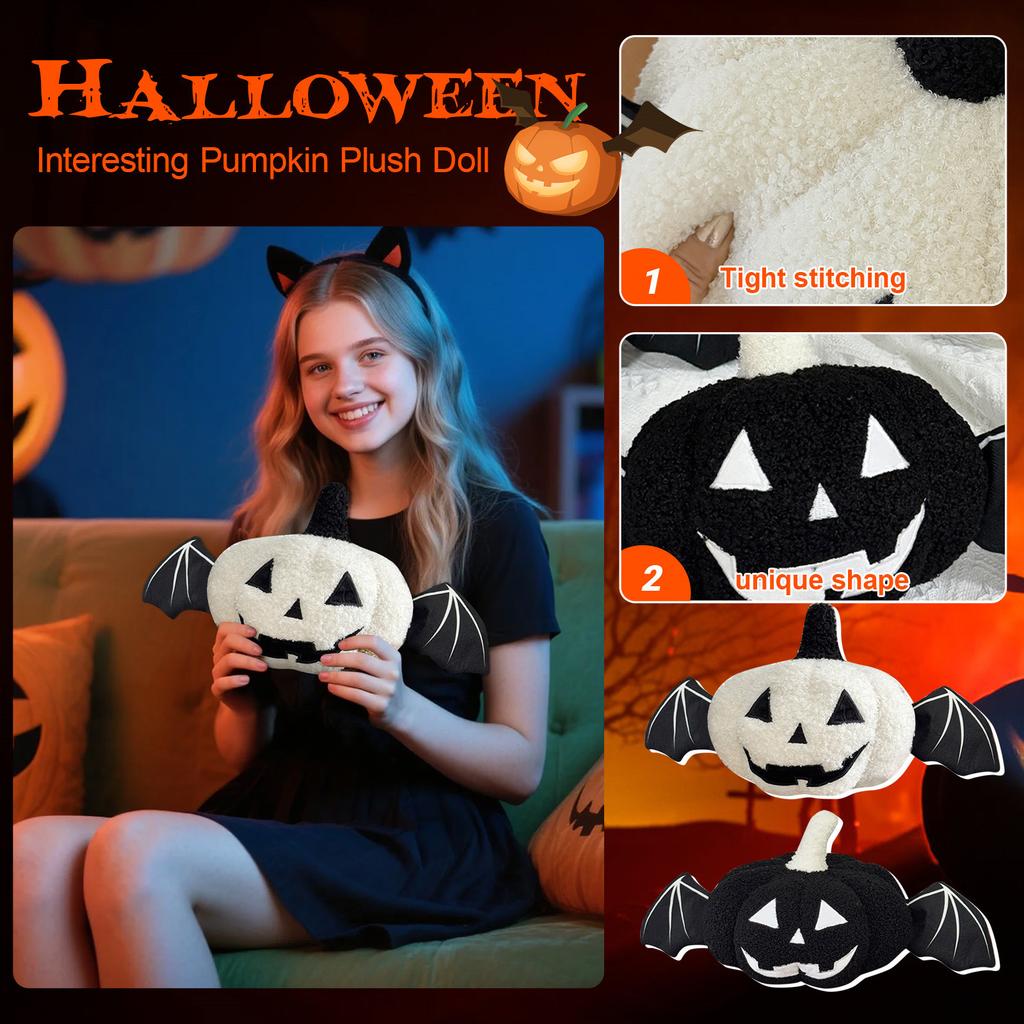 Happy Halloween Pumpkin Shaped Pillow, Teddy Wool Jack-O-Lantern Pumpkin Pillow, Super Soft Decor, Pillow Halloween Cushion Pillow