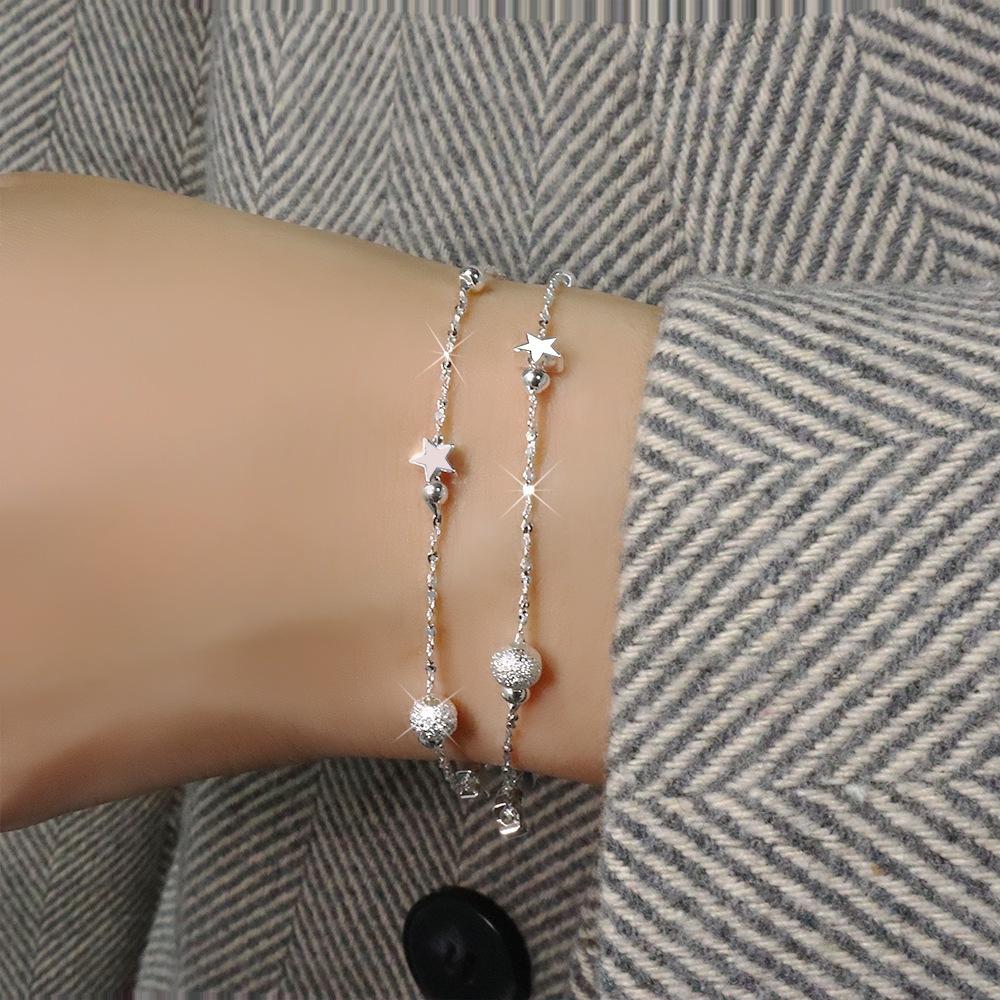 Βραχιόλι 925 Silver Star Fashion Κορεάτικο Διπλό Βραχιόλι Κρυστάλλινο Αστέρι με πέντε άκρες