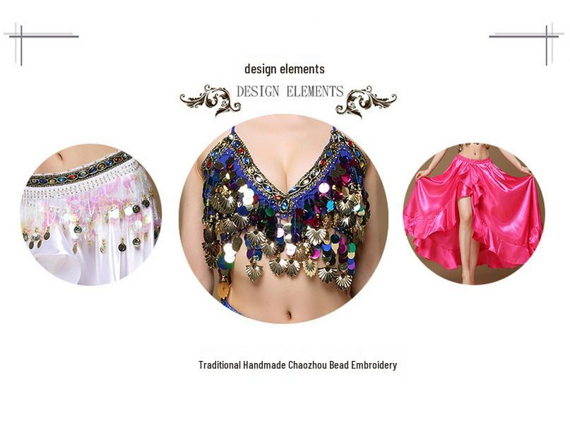 Costume de danse indienne sexy 2023 - Ensemble soutien-gorge de performance et jupe longue pour femme