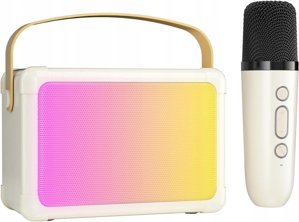 Portable Karaoke Kit With Speaker And Microphones For Children With Different Voices And Led Lights