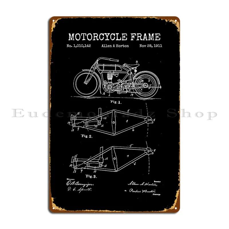 Vintage Blueprint Motorcycle Frame Metal Sign Pub Plates Design Retro Poster Customize Tin Sign Poster