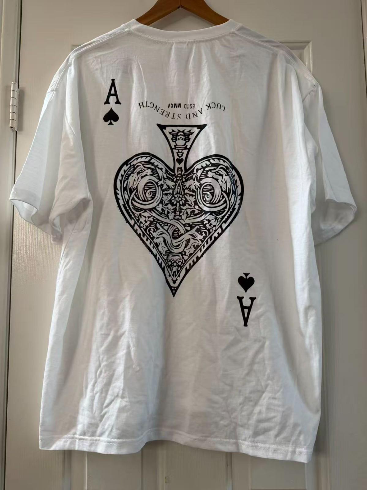 Ace of Spades Heart Graphic T-Shirt 2XL White 100% Cotton New Back Print XL