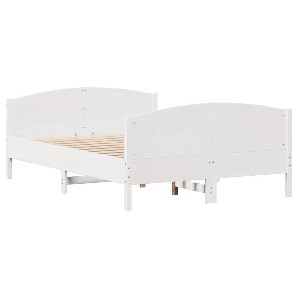 Vidaxl Rama Łóżka Bez Materaca, Biała, 140X190 Cm, Lite Drewno Sosnowe