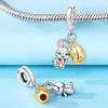 copper Authentic Easter Cute Rabbit Gold Plated Pendant Bead Charms Compatible With Bracelets Necklaces Jewellery Diy Easter Gift