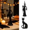 Unique Garden Ornaments Cute Witch Cat Resin Figurine, Halloween Statue, Spooky Home Handcrafted Crafts for Yard Patio Balcony Window Sill Outdoor