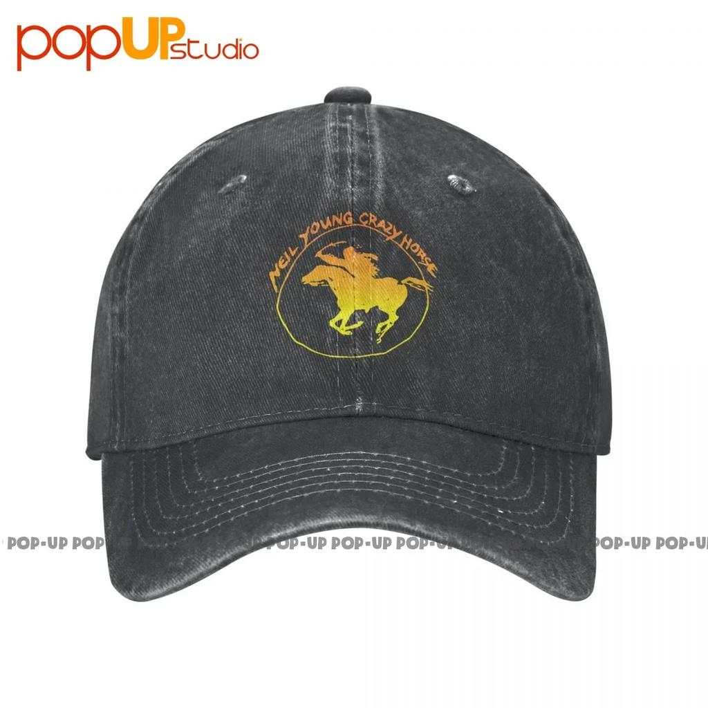 Neil Young Crazy Horse Washed Denim Baseball Cap Trucker Hats Top Comfortable