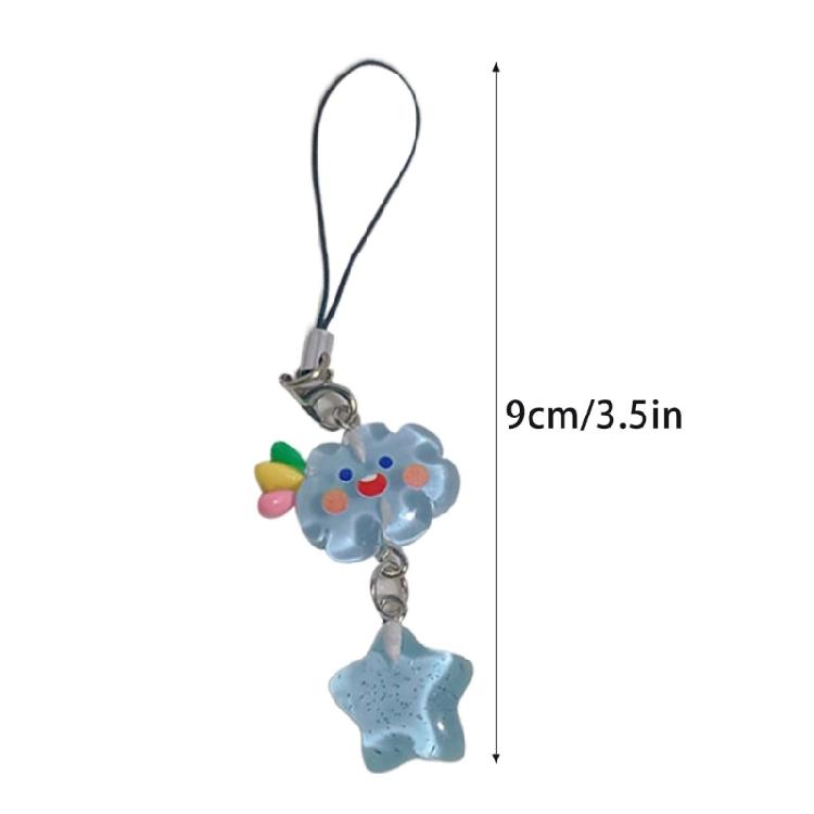 Acrylic Phone Strap Keychain Crystal Star Phone Lanyard Cloud Star Keychain