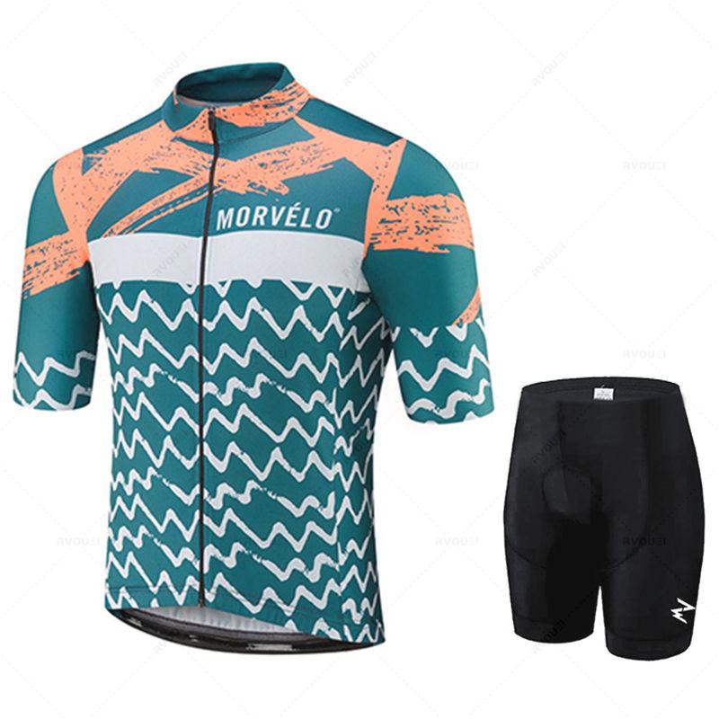 Morvelo Herren Radhose Kurze Ärmel Fahrradbekleidung Sportbekleidung Outdoor MTB Ropa Maillot Ciclismo Trägerhose 2026 Sommer Atmungsaktives Radsportanzug Set
