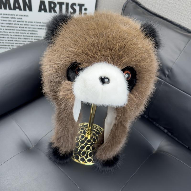 Parent-child Autumn and Winter Cute Plush Panda Hat Thick Warm Large Head Circumference Imitation Fox Fur Pullover Hat Earmuffs Hat