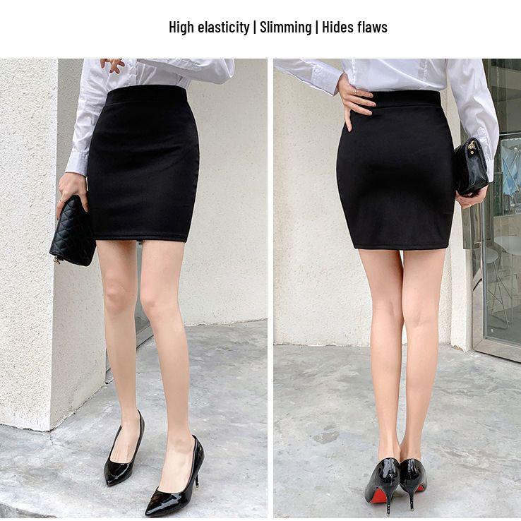 Plus Size Women's Black Skirt & White Chiffon Shirt Set