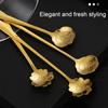 1/5pcs Gold Dessert Spoons Small Flower Spoon Set Stainless Steel Teaspoons Milk Stir Tool for Fruit Honey Lovely Dinnerware Set